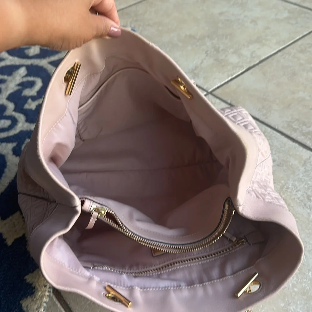 Tory Burch Fleming Pink Quilted Leather Tote
